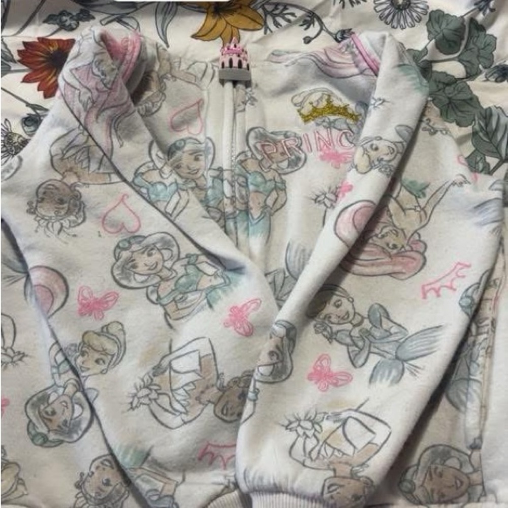 Disney Princess Patterned Hoodie - Pink and Blue